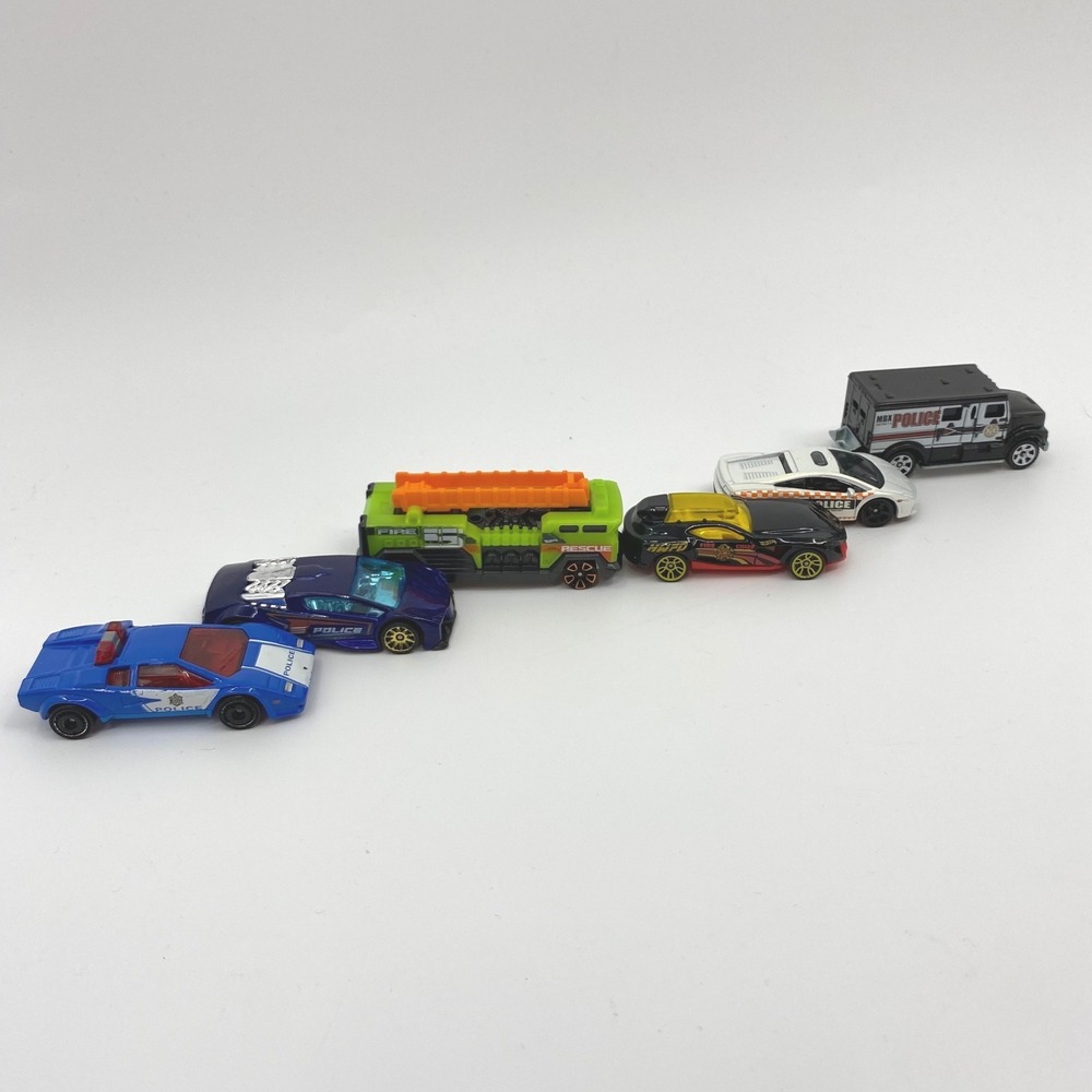 Hot Wheels Matchbox Police Fire Rescue Diecast Car Lot Lamborghini 6pc Set